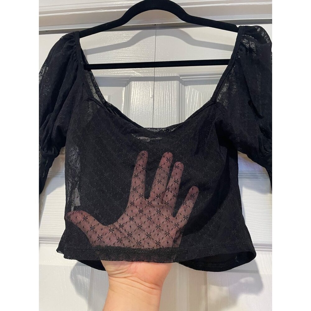 Painted Threads Womens Sheer Lace Milkmaid Top Size M Corset Dark Fairy Romantic - Picture 4 of 11